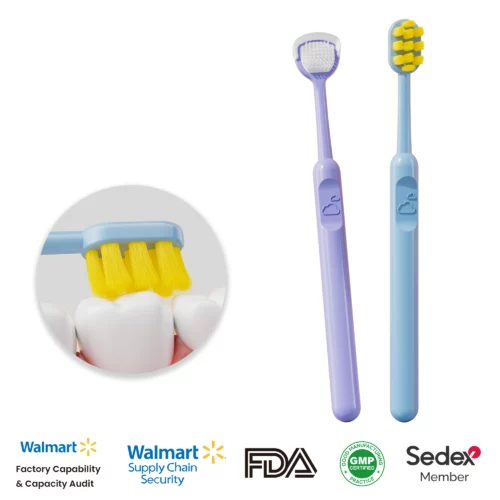 Dr.Baek KR049 Kids Toothbrush with Tongue Cleaner – Ultra-Soft 0.01mm Bristles, Cartoon Grip, 4 Colors